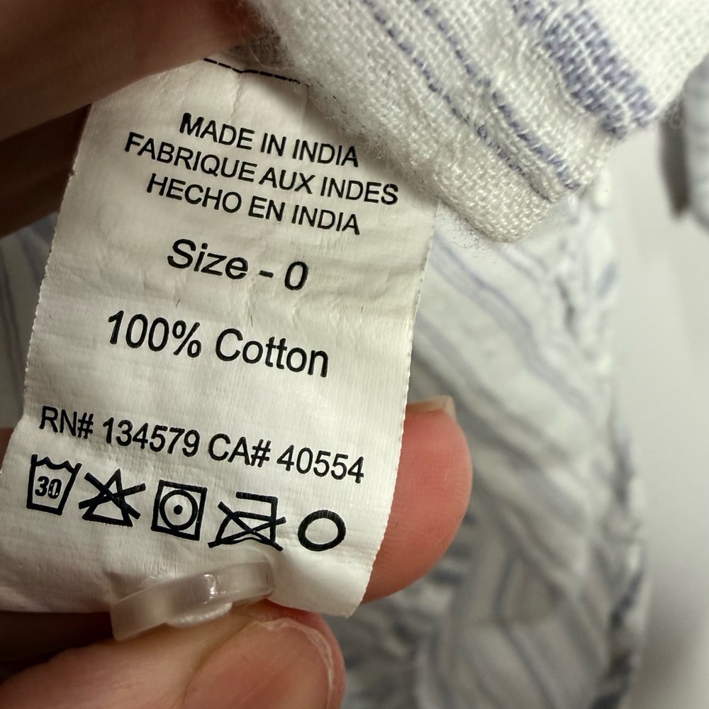 Sundry Malibu Stripe Button Down Shirt Cotton Beachy Relaxed Size 0 Coastal - Picture 5 of 6